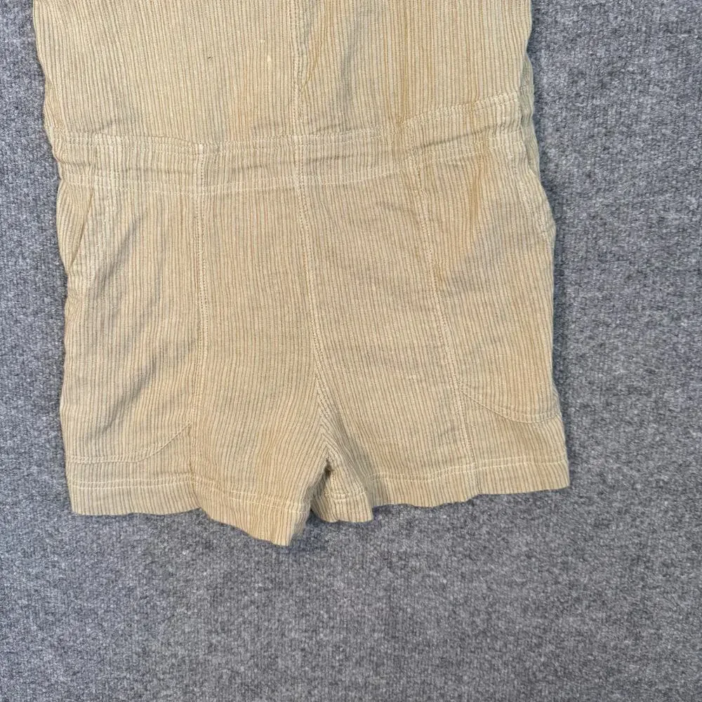 Free‎ People Playsuit Jumpsuit Womens XS Beige Striped Romper Vneck Bohemian